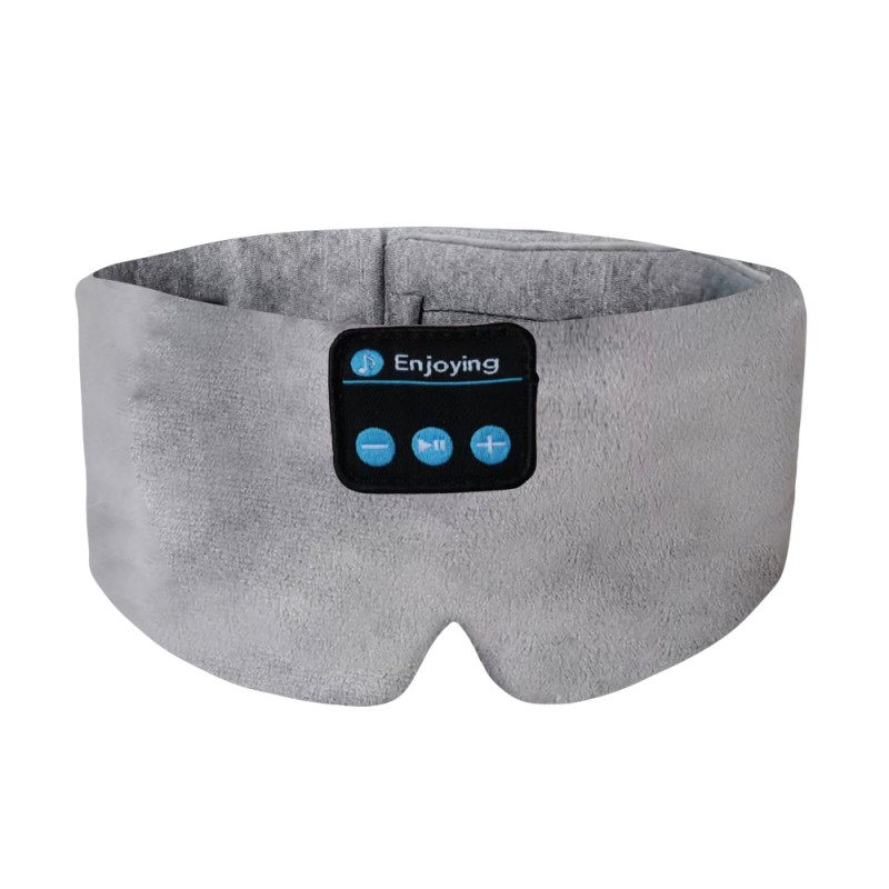 Puuvillainen Bluetooth Sleep Eye Mask Headband Kuulokkeet Harmaa